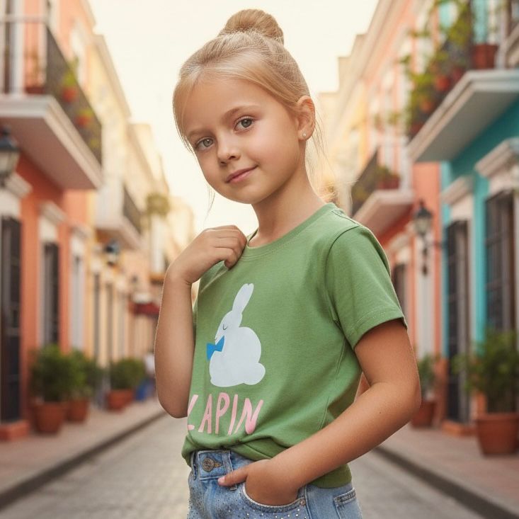 T-SHIRT VERDE LAPIN 2-9 ANNI