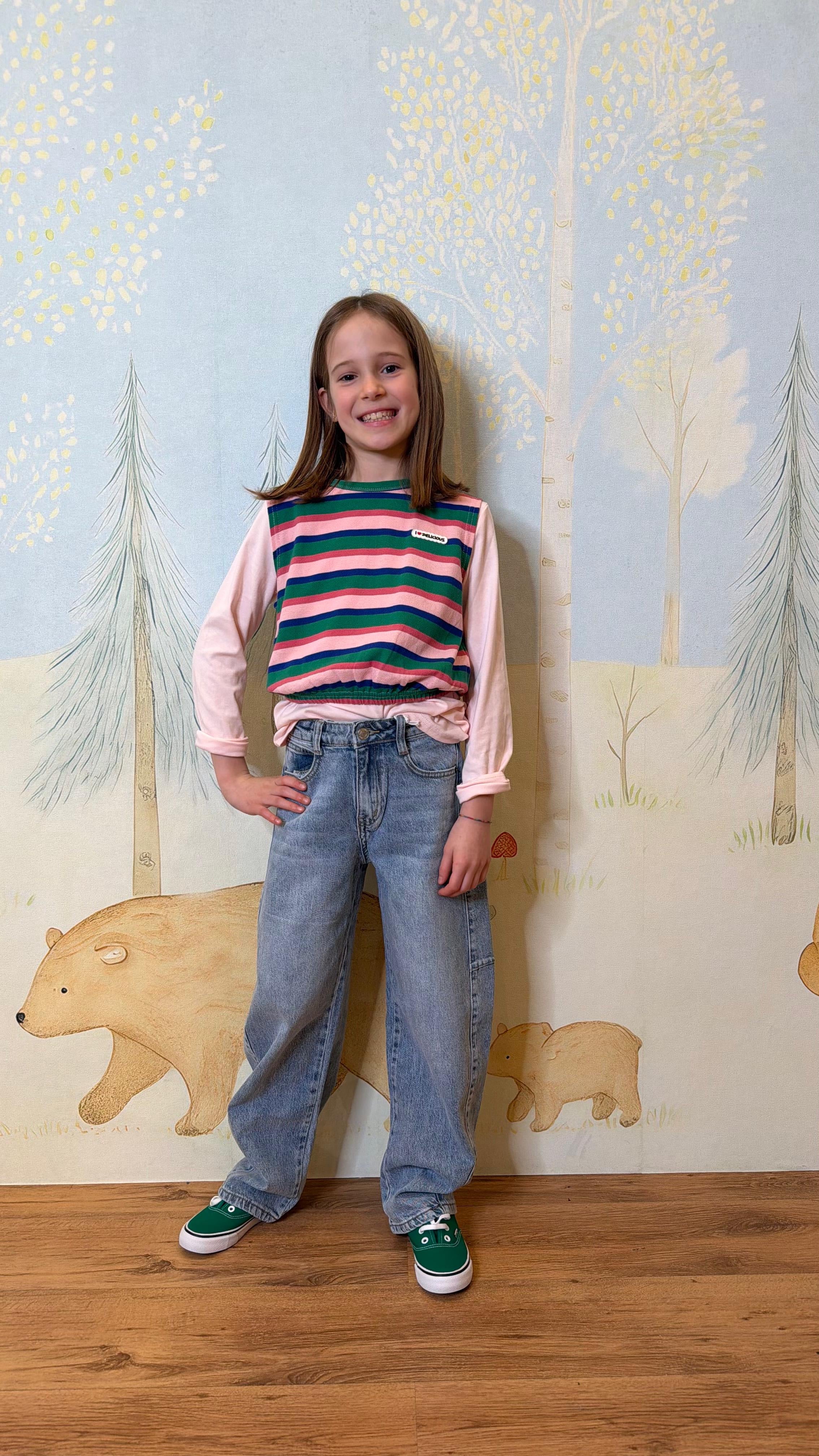 JEANS TASCA AZZURRA BRILLANTINATA YG-124 4-14 ANNI