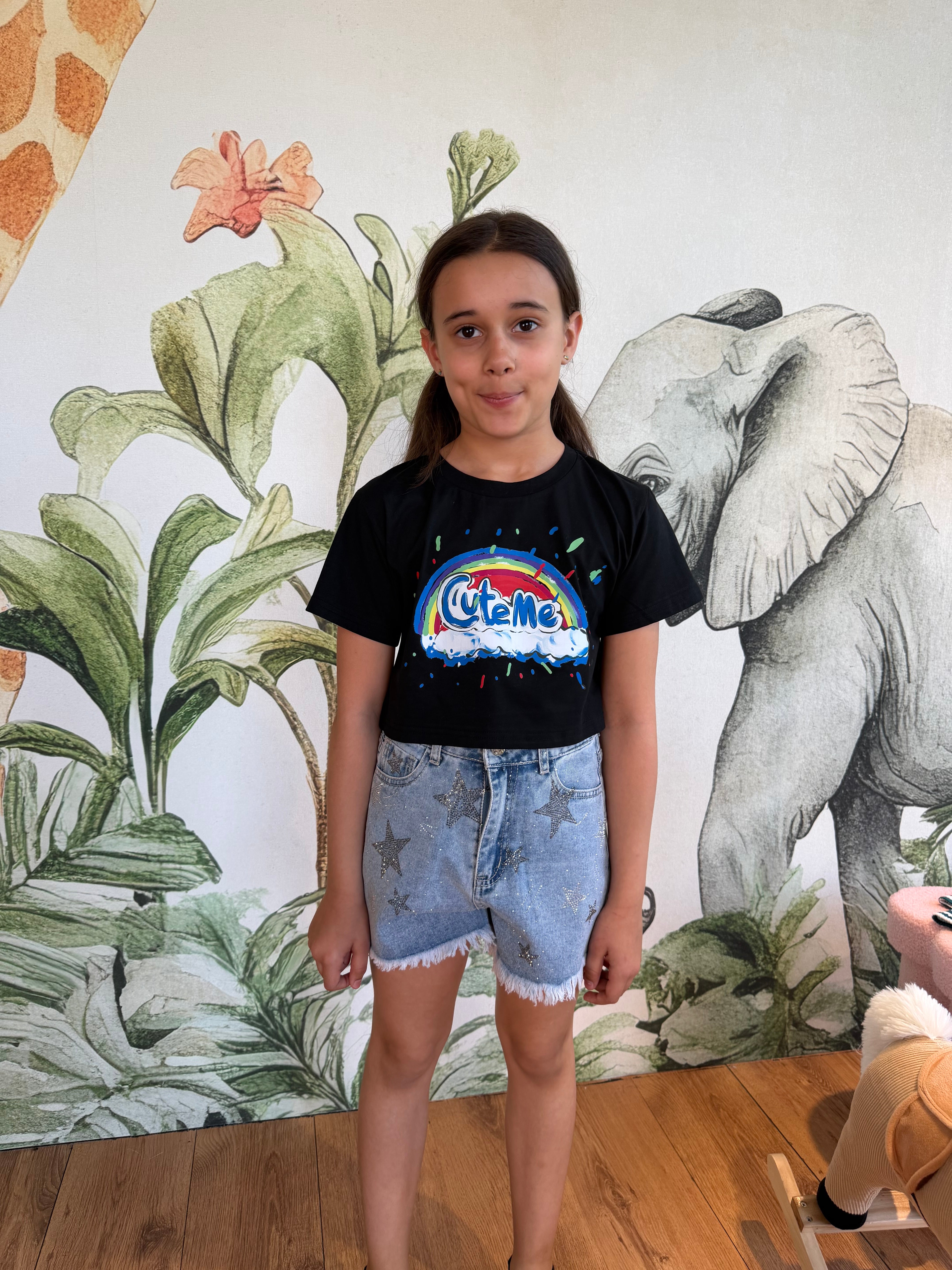 T-SHIRT CROP "CUTE ME" F1187