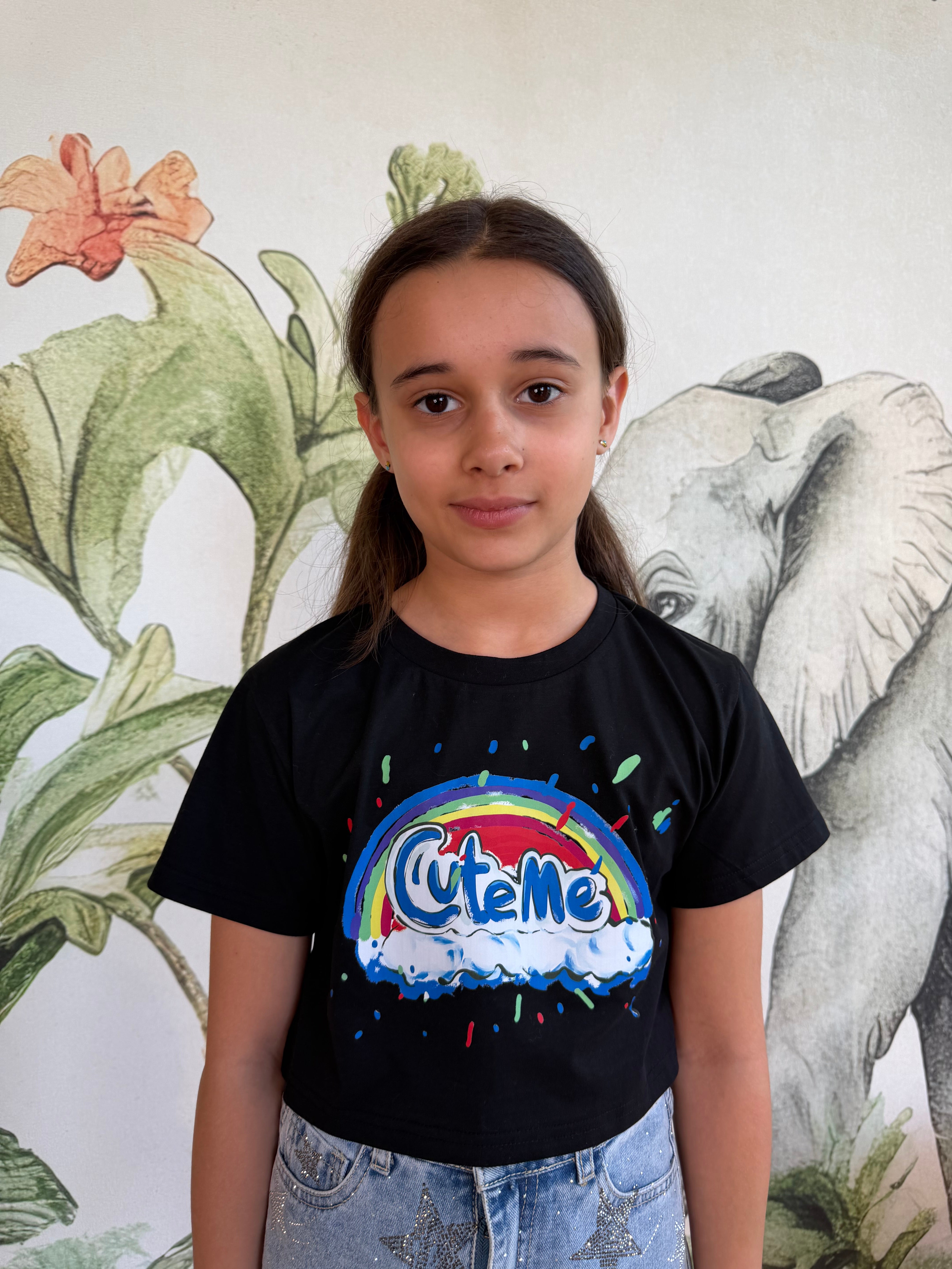 T-SHIRT CROP "CUTE ME" F1187