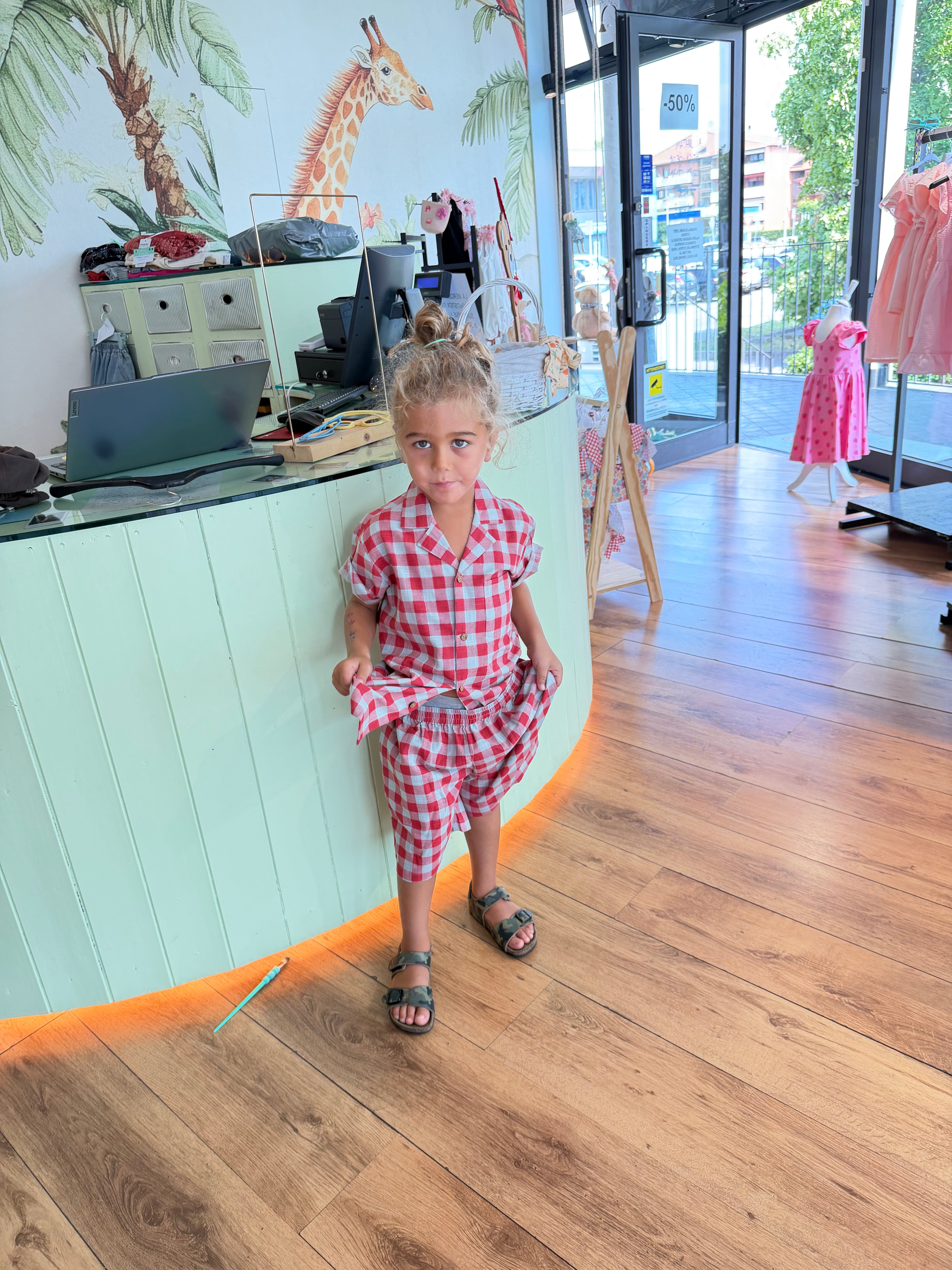 PANTALONE A QUADRETTI ROSSO