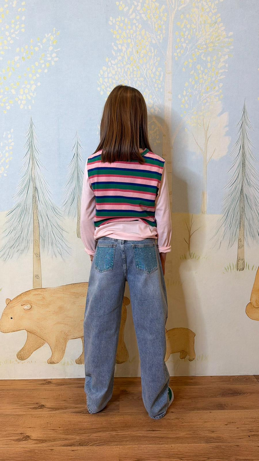 JEANS TASCA AZZURRA BRILLANTINATA YG-124 4-14 ANNI
