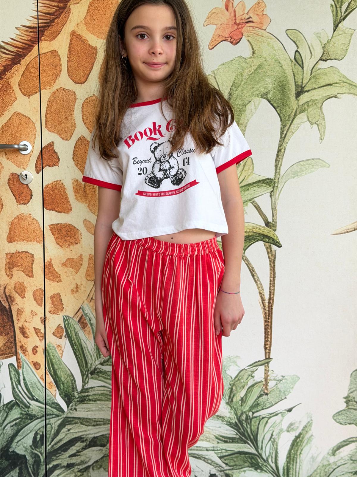 PANTALONE ROSSO A RIGHE