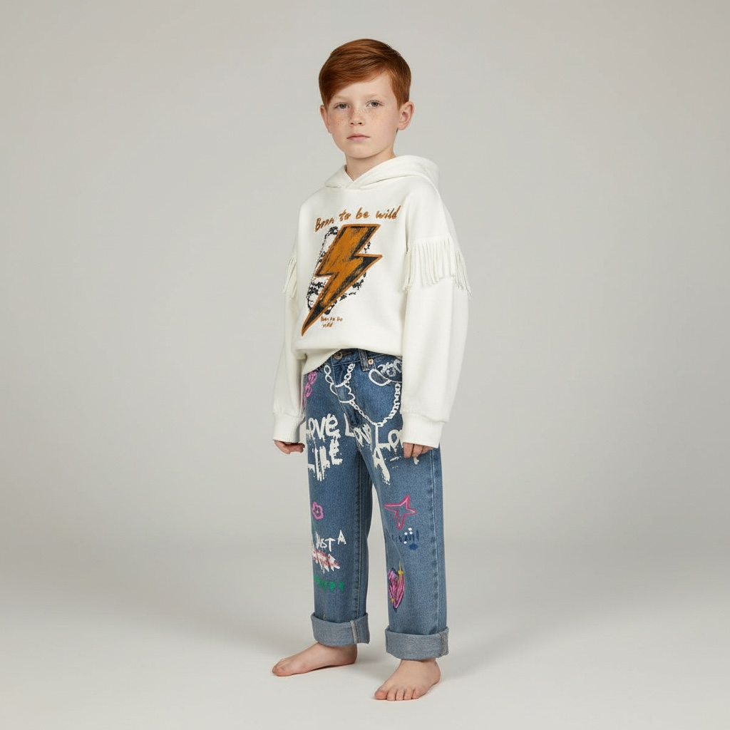 JEANS SCRITTE B563 6-14 ANNI