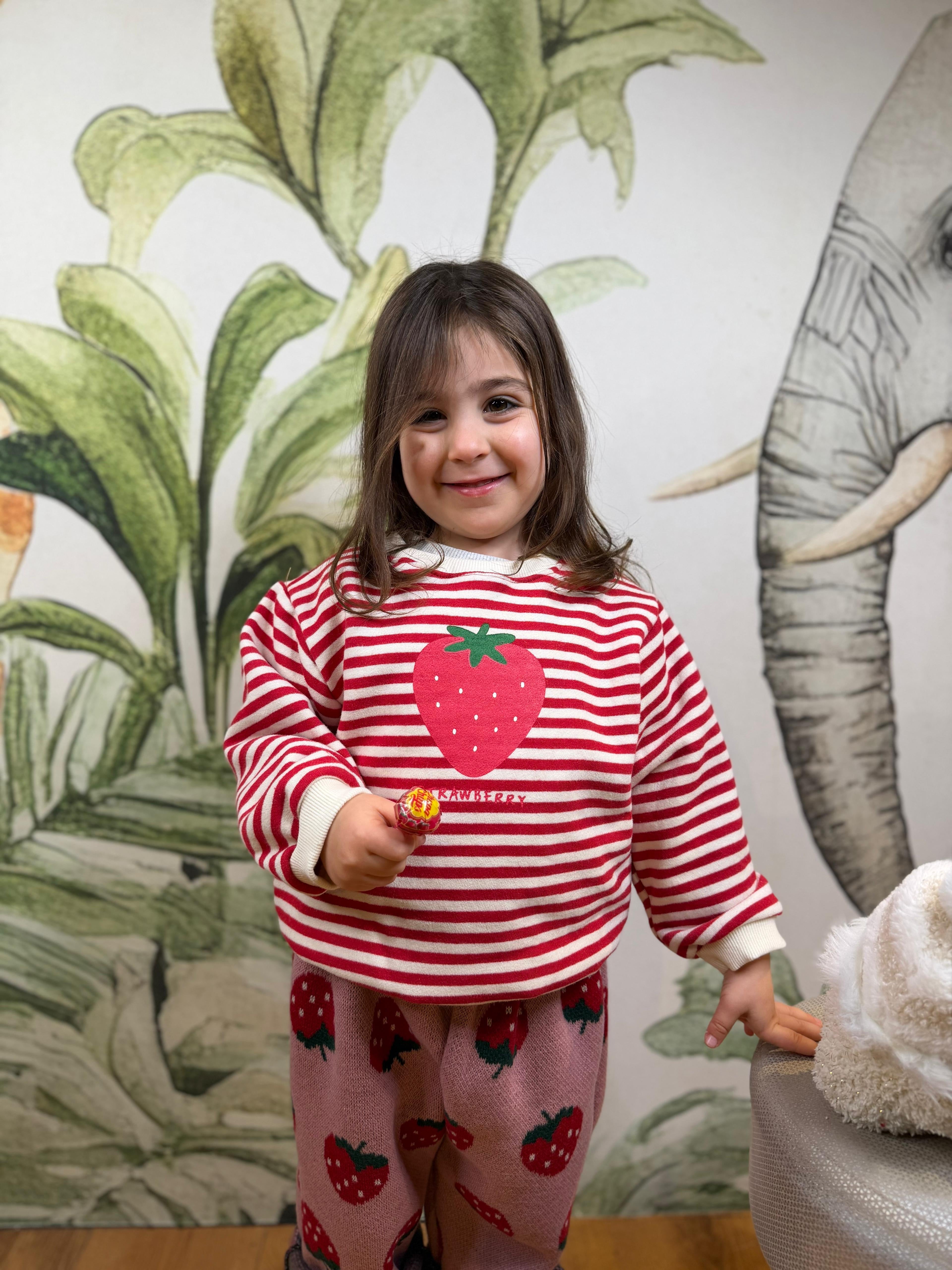 FELPA A RIGHE FRAGOLA 65RTF