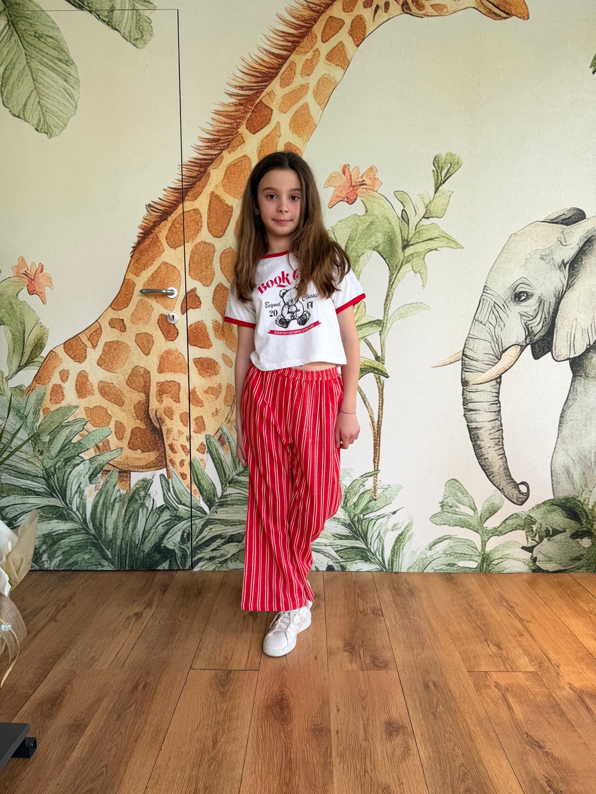 PANTALONE ROSSO A RIGHE
