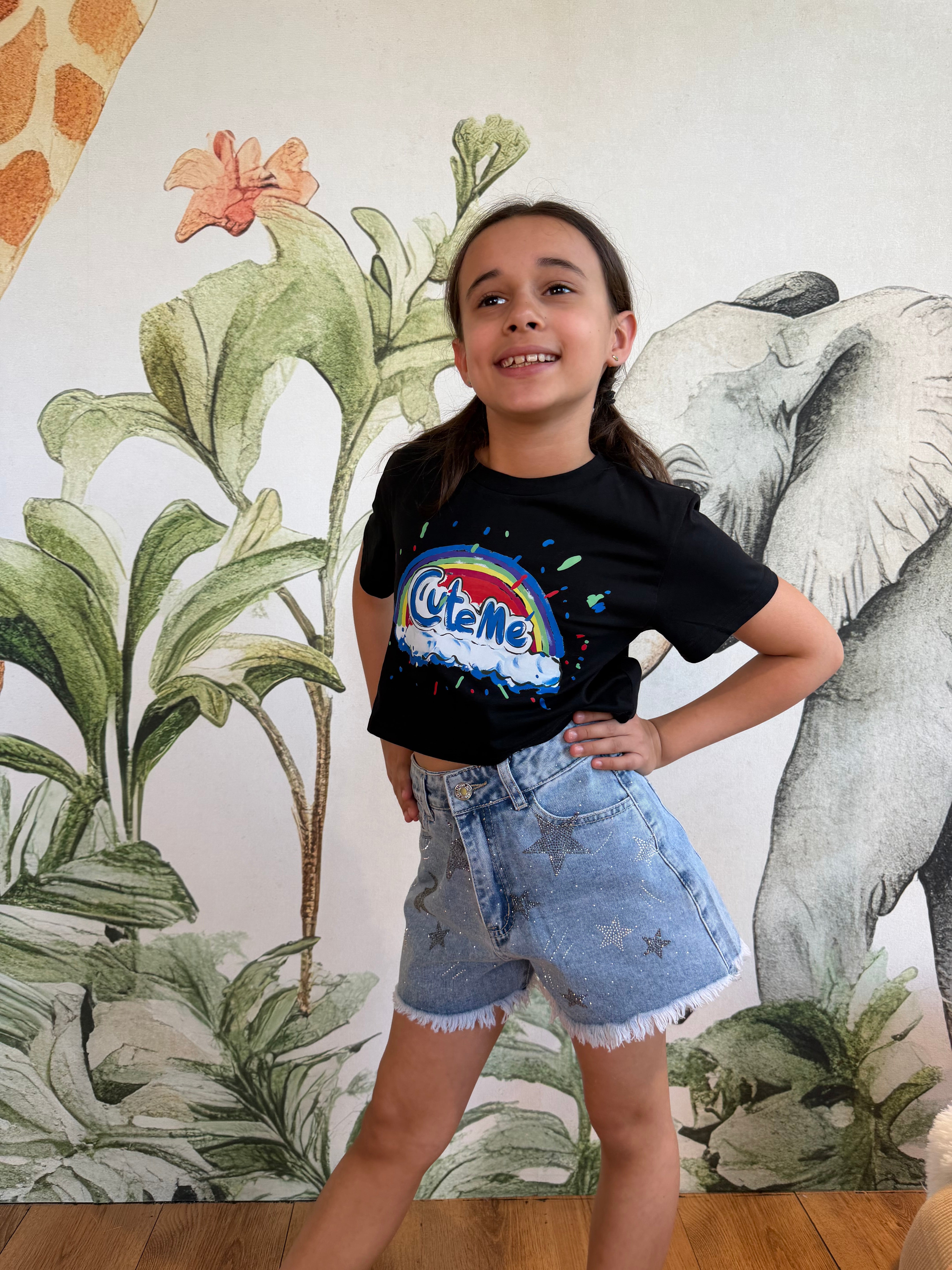 T-SHIRT CROP "CUTE ME" F1187