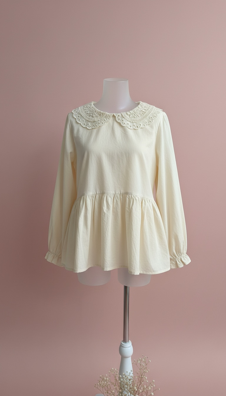 CAMICETTA BEIGE CON COLLETTO