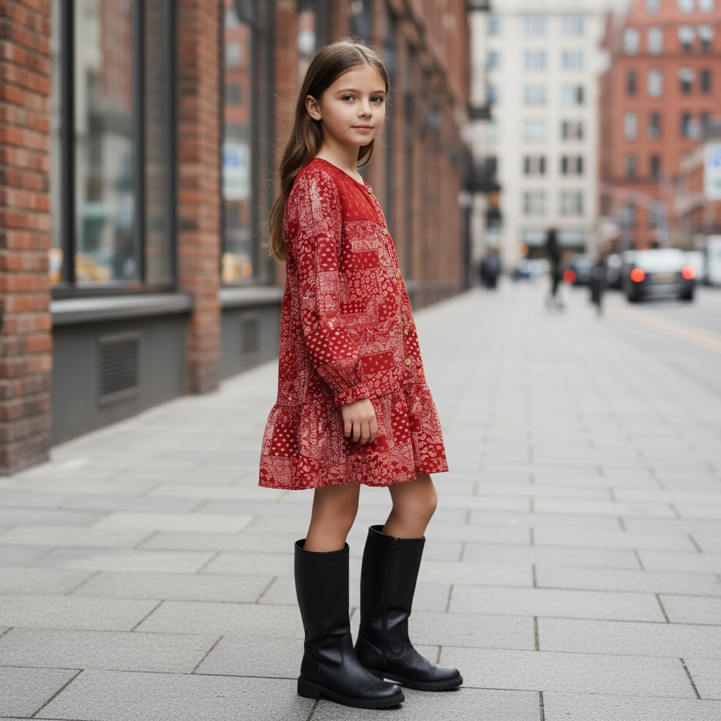 ABITO CON I BOTTONI MATTONE ND3597 4-12 ANNI