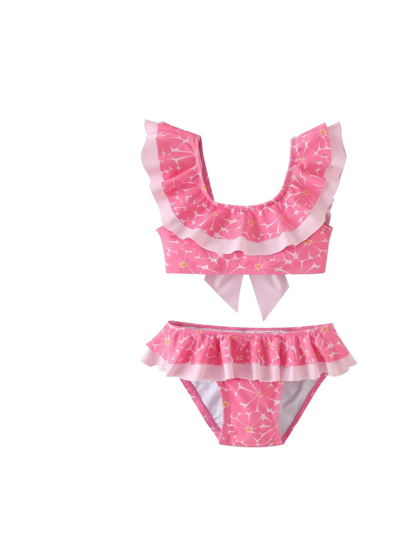 BIKINI BAMBINA ROSA CON COLLO FRU FRU