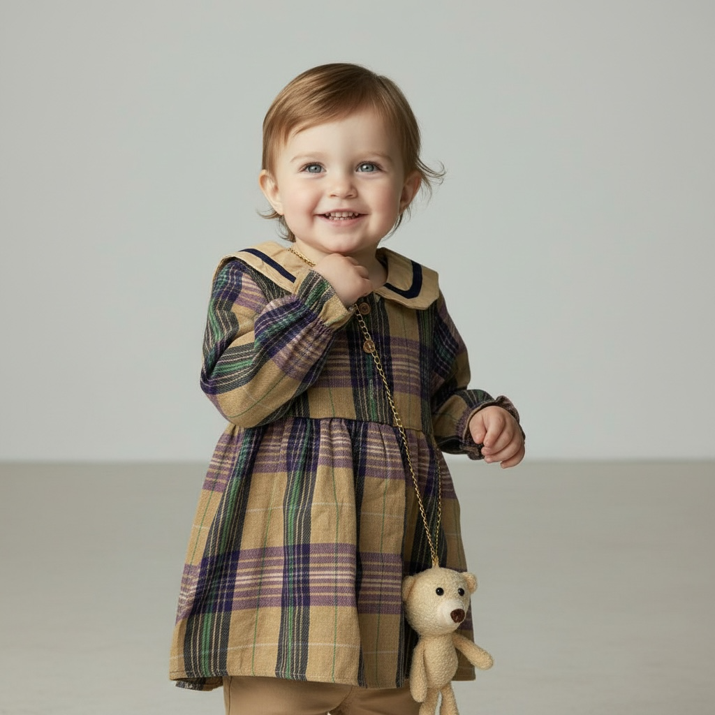 ABITO TARTAN CON PUPAZZO BBE60099 6-8 MESI