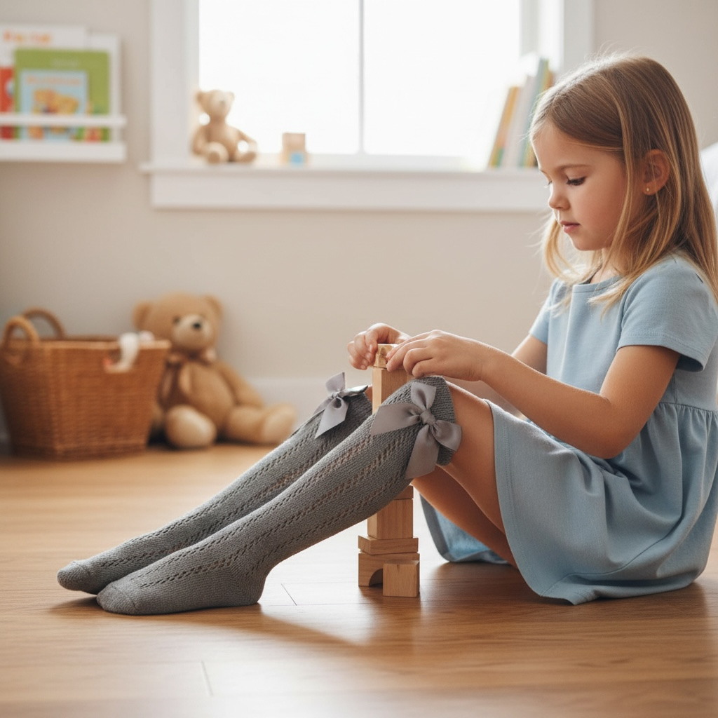 CALZE GRIGIE CON FIOCCHETTO RFL8442 4-8 ANNI