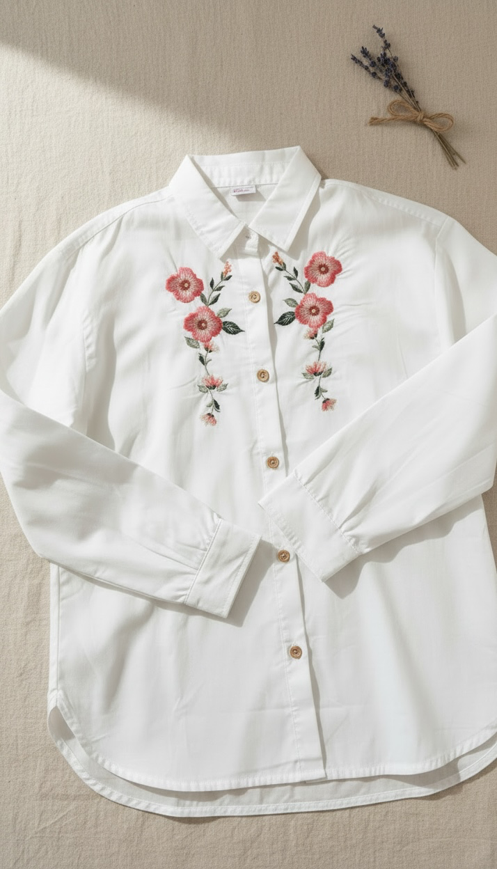 CAMICIA BIANCA FIORI