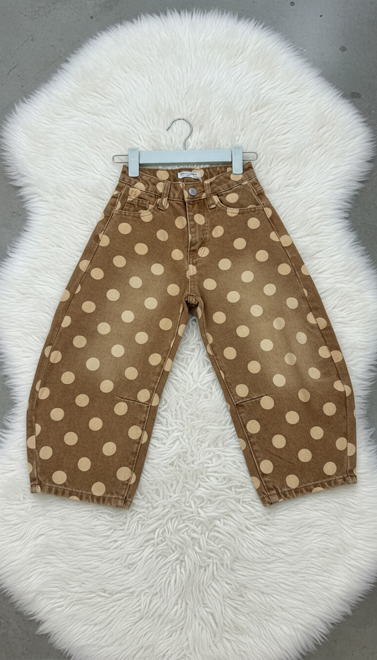 JEANS POIS BALLOON MARRONE