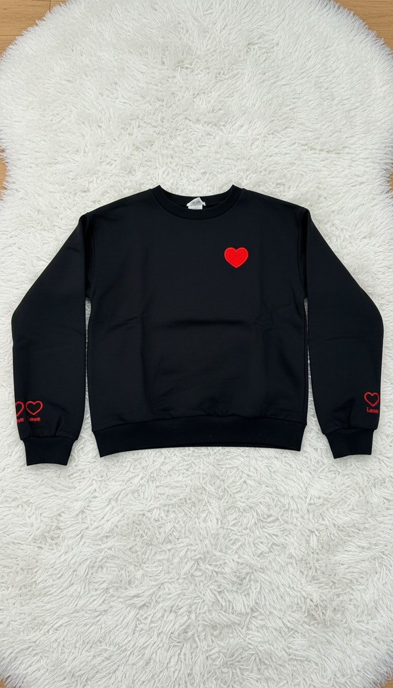 FELPA NERA CUORE