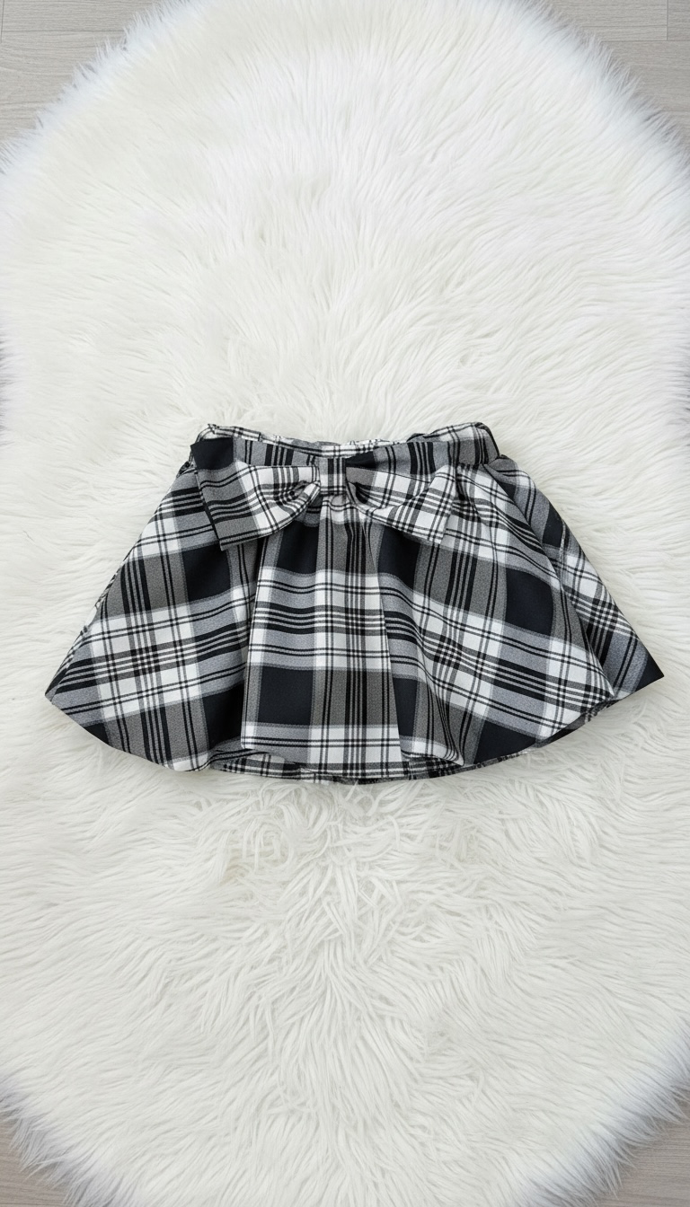 GONNA TARTAN BIANCA E NERA 6 ANNI