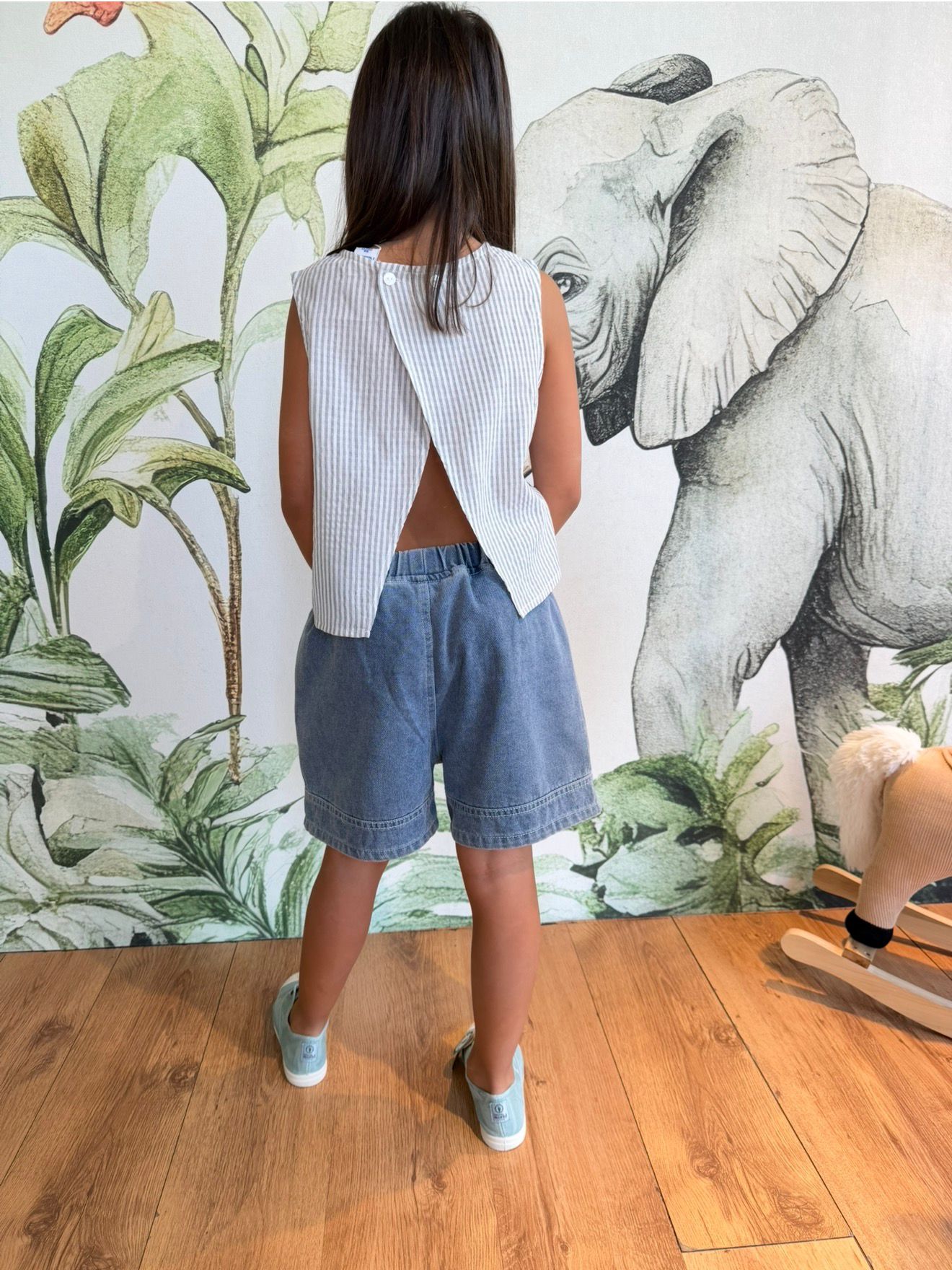 BLUSA A RIGHE GRIGIA